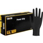 Abena THOR Power Grip nitrilinės vienkartinės pirštinės, labai stiprios, 6.5g, juodos S/M/L/XL (50vnt)