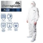 Veekindel ja vastupidav kombinesoon Chemsplash Pro 63 2518, 5B/6B, valge, XXXL (1 tk)
